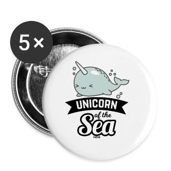 Narwhal as unicorn with tusk - Buttons small 1''/25 mm (5-pack) - white - Front
