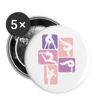 Turnen | Turnerin Gymnastik Turnen Mädchen Frauen - Buttons klein 25 mm (5er Pack) - Weiß - Vorne