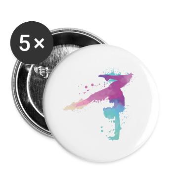 Turnen | Turnerin Gymnastik Turnen Mädchen Frauen - Buttons klein 25 mm (5er Pack) - Weiß - Vorne