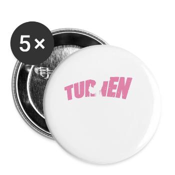 Turnen | Turnerin Gymnastik Turnen Mädchen Frauen - Buttons klein 25 mm (5er Pack) - Weiß - Vorne