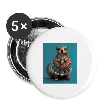 Esthétique Cool Otter Design Esthétique Cool Art - Lot de 5 petits badges (25 mm) - blanc - Devant