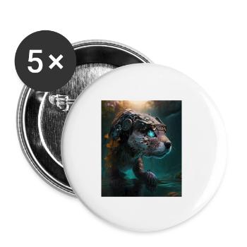 Science Fiction Evolved Animal Robot Otter - Buttons small 1''/25 mm (5-pack) - white - Front