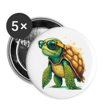 Tortue ancienne - Lot de 5 petits badges (25 mm) - blanc - Devant