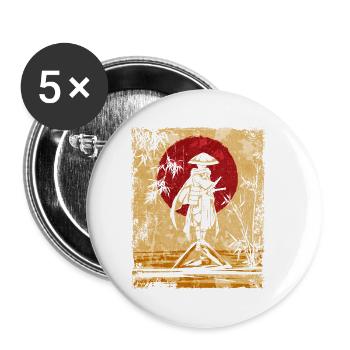 Samurai Japanese Art Vintage Fighter Retro - Buttons small 1''/25 mm (5-pack) - white - Front