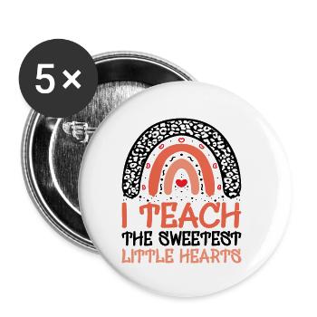 J'enseigne aux plus beaux petits cœurs - Lot de 5 petits badges (25 mm) - blanc - Devant