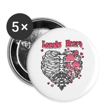 Lonely Heart Skeleton Saint-Valentin - Lot de 5 petits badges (25 mm) - blanc - Devant