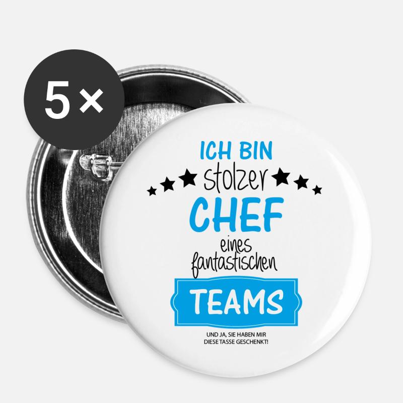 Stolzer Chef eines fantastischen Teams - Buttons klein 25 mm (5er Pack) - Weiß