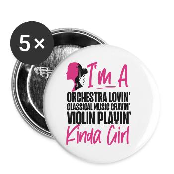 Violoniste Fille I’m A - Lot de 5 petits badges (25 mm) - blanc - Devant
