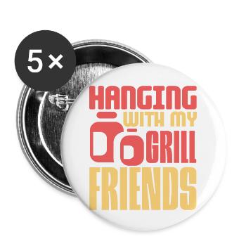 HÄNGEN MIT MEINEN GRILLFREUNDEN - Buttons klein 25 mm (5er Pack) - Weiß - Vorne