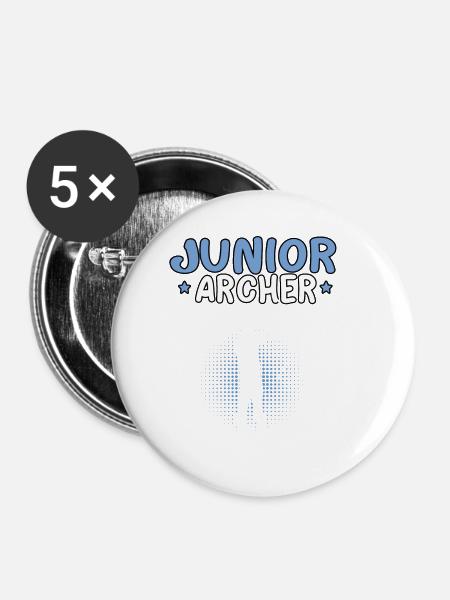 Junior Archer Bogenschießen Bogenschütze - Buttons klein 25 mm (5er Pack) - Weiß
