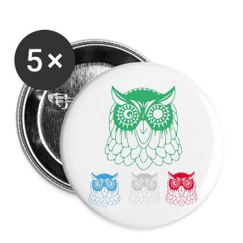 Eule - Buttons klein 25 mm (5er Pack) - Weiß - Vorne