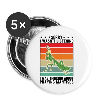 Gottesanbeterin Geschenk Mantis Fangschrecke - Buttons klein 25 mm (5er Pack) - Weiß - Vorne