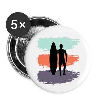 Skateboard SUP Surfen - Buttons klein 25 mm (5er Pack) - Weiß - Vorne