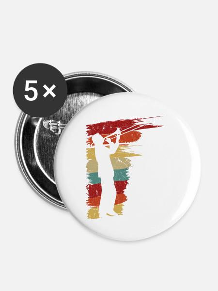 Retro Trombone Player Graphic Trombonist - Buttons klein 25 mm (5er Pack) - Weiß