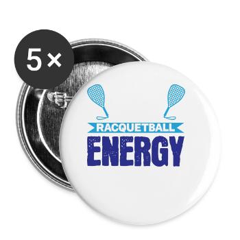 Große Racquetball-Energie - Buttons klein 25 mm (5er Pack) - Weiß - Vorne