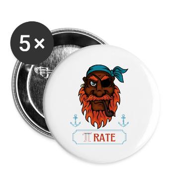 Pi Rate Math et Pirate Lover Design pour Pi Day - Lot de 5 petits badges (25 mm) - blanc - Devant
