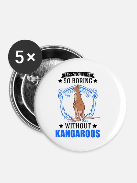 Australisches Känguru Australien Kangaroo - Buttons klein 25 mm (5er Pack) - Weiß