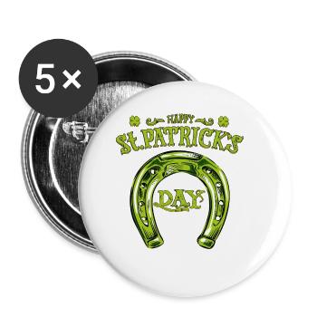 FER À CHEVAL DE LA SAINT-PATRICK - Lot de 5 petits badges (25 mm) - blanc - Devant
