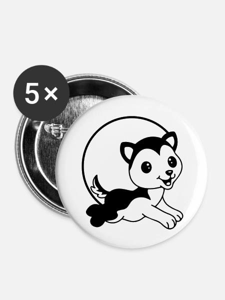 DOG CAT PET - Buttons klein 25 mm (5er Pack) - Weiß