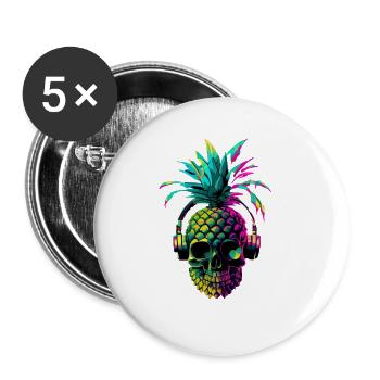 EDM Music Rave Festival Pineapple Techno - Buttons small 1''/25 mm (5-pack) - white - Front