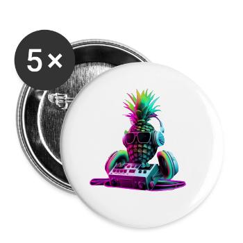 EDM Music Rave Festival Pineapple Techno - Buttons small 1''/25 mm (5-pack) - white - Front