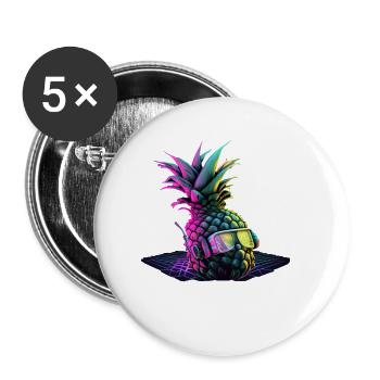 EDM Music Rave Festival Pineapple Techno - Buttons small 1''/25 mm (5-pack) - white - Front