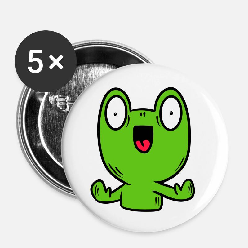 Witziger Frosch, Kröte - Buttons klein 25 mm (5er Pack) - Weiß