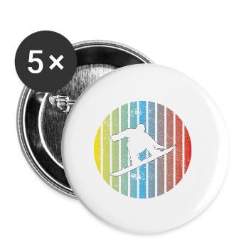 Snowboardsport Snowboard Geschenk Snowboardfahrer - Buttons klein 25 mm (5er Pack) - Weiß - Vorne