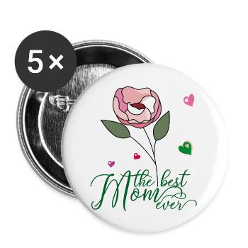 Fête des mères, Rose - Lot de 5 petits badges (25 mm) - blanc - Devant