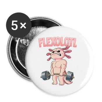 Flexolotl Bodybuilding Fitness Gym - Buttons klein 25 mm (5er Pack) - Weiß - Vorne