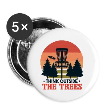 Retro Disc Golf Vintage - Buttons klein 25 mm (5er Pack) - Weiß - Vorne