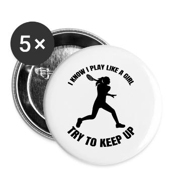 Tennisspielerin Tennis Damen Mädchen Tennisverein - Buttons klein 25 mm (5er Pack) - Weiß - Vorne