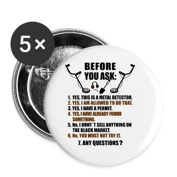 Detectorist Sondler probes Funny things - Buttons small 1''/25 mm (5-pack) - white - Front