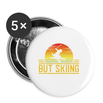 L’école est importante, mais le ski est plus important - Lot de 5 petits badges (25 mm) - blanc - Devant