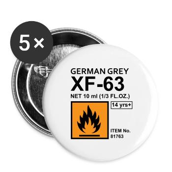 German Grey Color Label - Buttons small 1''/25 mm (5-pack) - white - Front