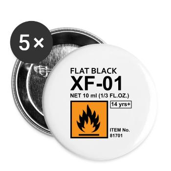 Flat Black Color Label - Buttons small 1''/25 mm (5-pack) - white - Front