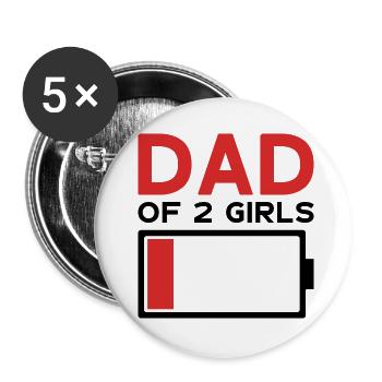 DAD OF 2 GIRLS - Buttons small 1''/25 mm (5-pack) - white - Front