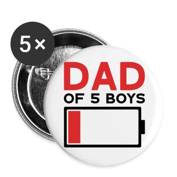 DAD OF 5 BOYS - Buttons small 1''/25 mm (5-pack) - white - Front