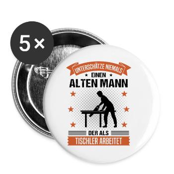 Tischler Alter Mann Spruch Herren Geschenk - Buttons klein 25 mm (5er Pack) - Weiß - Vorne
