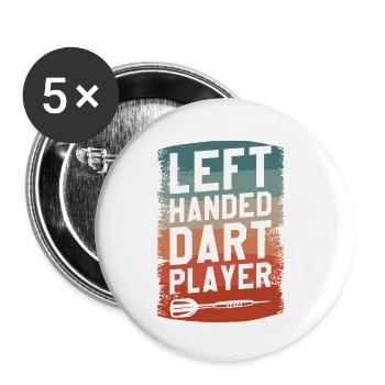 Joueur de fléchettes gaucher Lefty Darts - Lot de 5 petits badges (25 mm) - blanc - Devant