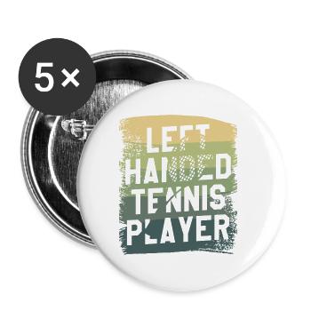 Joueur de tennis gaucher Lefty - Lot de 5 petits badges (25 mm) - blanc - Devant