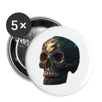 Kristallschädel Crystal Skull - Buttons small 1''/25 mm (5-pack) - white - Front