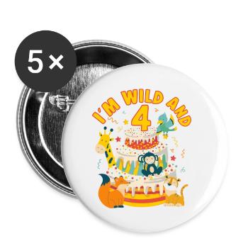 À Wild And 4 Year-Old Bday Party Gift For Kids - Lot de 5 petits badges (25 mm) - blanc - Devant