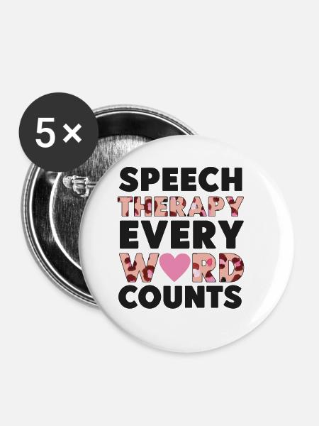 Speech Therapist Therapy Assistant - Buttons klein 25 mm (5er Pack) - Weiß