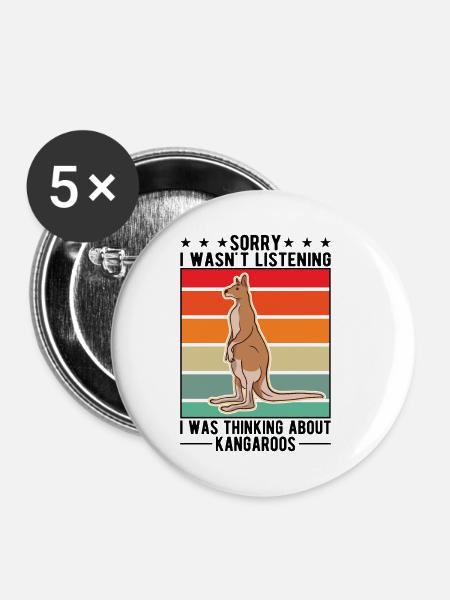 Australisches Känguru Australien Kangaroo - Buttons klein 25 mm (5er Pack) - Weiß
