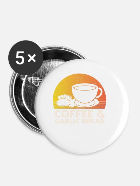 Knoblauch Knoblauchbrot Essen Geschenk - Buttons klein 25 mm (5er Pack) - Weiß