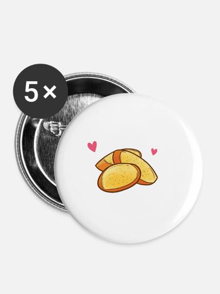 Knoblauch Knoblauchbrot Essen Geschenk - Buttons klein 25 mm (5er Pack) - Weiß