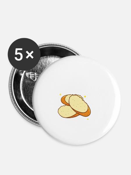 Knoblauch Knoblauchbrot Essen Geschenk - Buttons klein 25 mm (5er Pack) - Weiß
