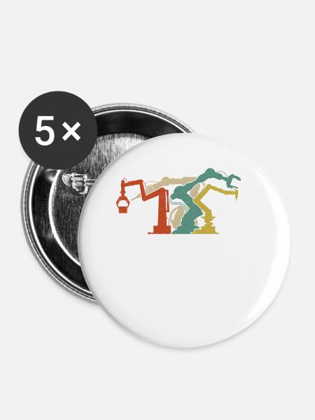 Robot Robotics Engineer Retro - Buttons klein 25 mm (5er Pack) - Weiß