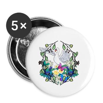Frühlingsanfang Schwan Vögel Wildtiere Natur Vögel - Buttons klein 25 mm (5er Pack) - Weiß - Vorne
